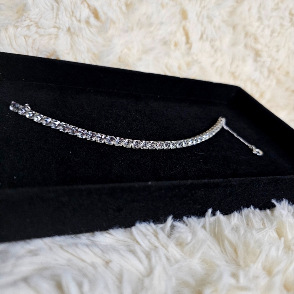 Vintage Silver Toned Tennis Bracelet